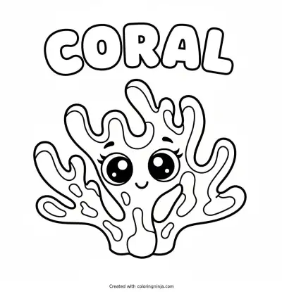 A Coral with Sparkly Eyes Coloring Page