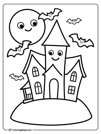 Little House on the Hill Coloring Page