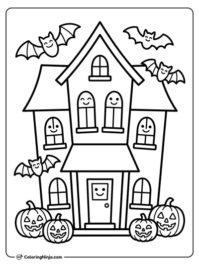 Welcome to the Haunted House Coloring Page