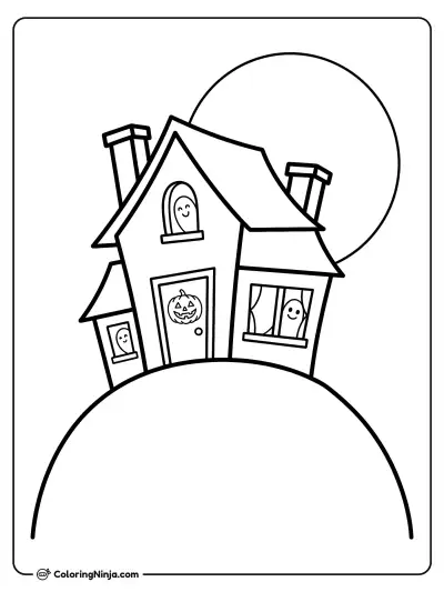 The Haunted Hill House Coloring Page