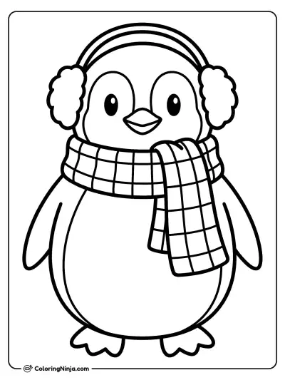 Cozy Scarf and Earmuffs Coloring Page