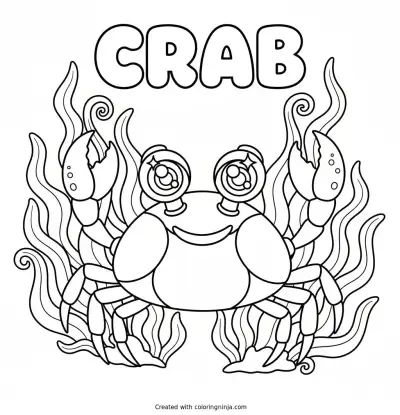 A Crab with Sparkly Eyes Coloring Page