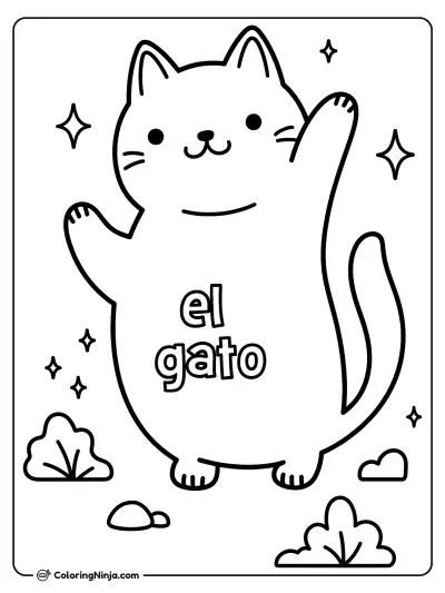 Cute Studio Ghibli Cat Coloring Page
