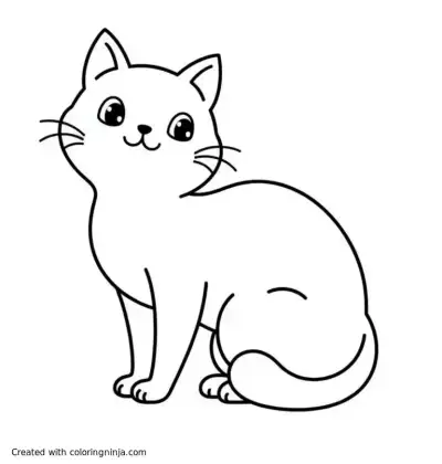 A coloring page of Create an image of a cat, in the style of Studio Ghibli. Just the cat, no other surroundings.