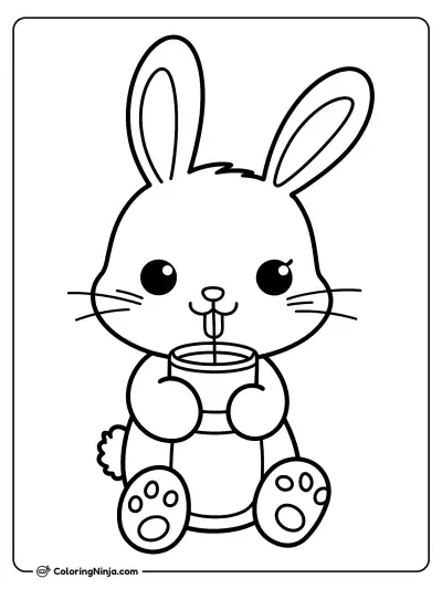 Conejo tierno tomando café