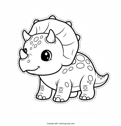 Cute Baby Triceratops Coloring Page
