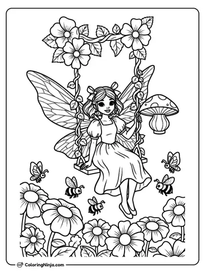 Cute Fairy Girl Coloring Page