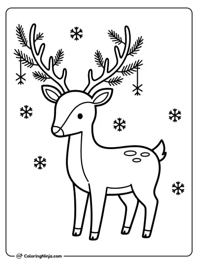 Venado invernal con astas decoradas