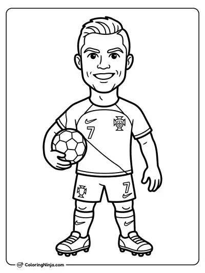 Cristiano Ronaldo Cartoon Style Coloring Page