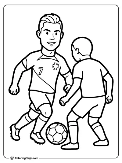 Cristiano Ronaldo Dribbling Field Coloring Page