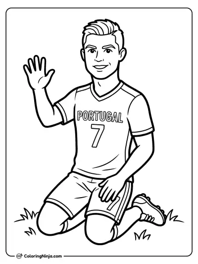 Cristiano Ronaldo Pitch Wave Coloring Page