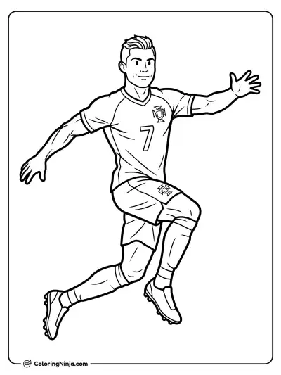 Cristiano Ronaldo Siuuu Celebration Coloring Page