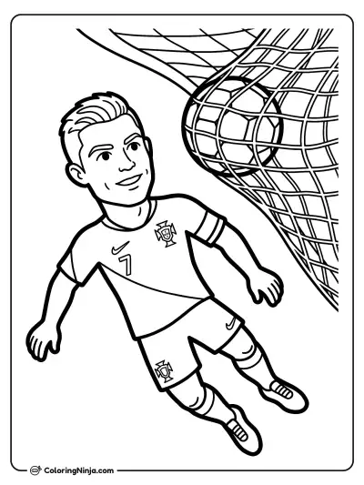 Cristiano Ronaldo Heading Ball Coloring Page