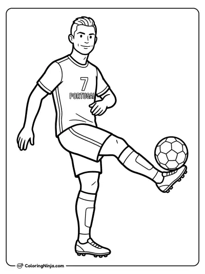Cristiano Ronaldo Balancing Ball Coloring Page
