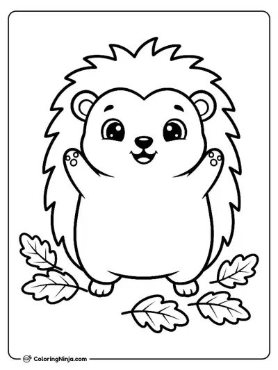 Happy Baby Hedgehog Coloring Page
