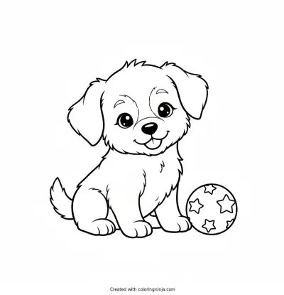 A Cute Baby Puppy Coloring Page