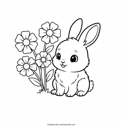 A Cute Baby Rabbit Coloring Page