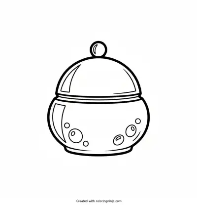 Cute bubble-shaped skincare jar with a lid coloring page
