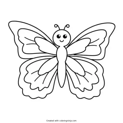 A coloring page of cute butterfly