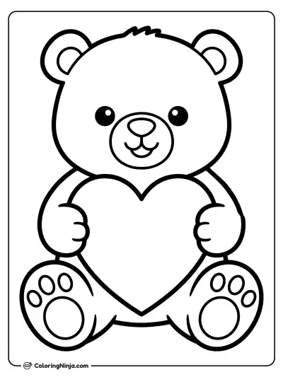 Oso amigable sosteniendo un corazón