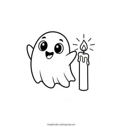A Friendly Floating Ghost Coloring Page