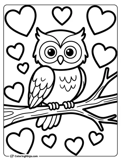Sweet Owl in the Trees Coloring Page