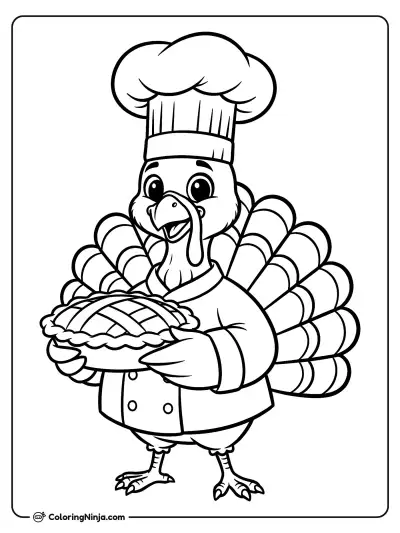 Pavo chef con un pastel fresco