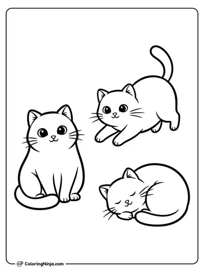 Cute Cats Coloring Page