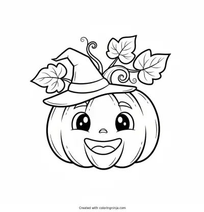 Cute Friendly Pumpkin Coloring Page