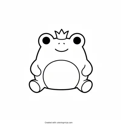 A coloring page of cute frog