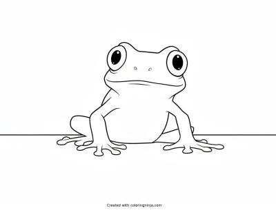 A coloring page of cute frog
