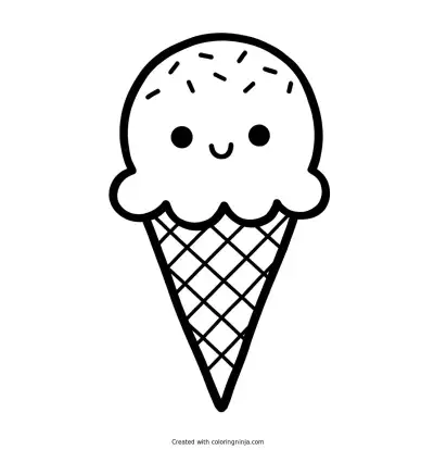 A Cute Ice Cream Cone Coloring Page