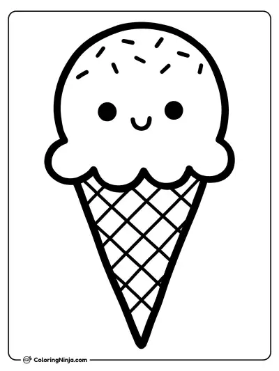 a Cute Ice Cream Cone coloring page