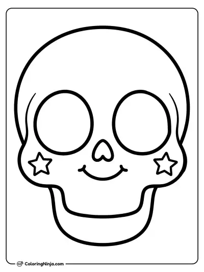 Cute Kawaii Sugar Skull Coloring Page