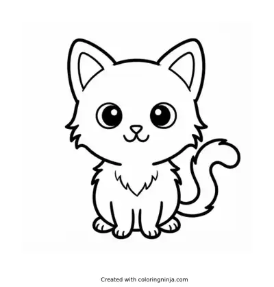 A coloring page of cute kitten