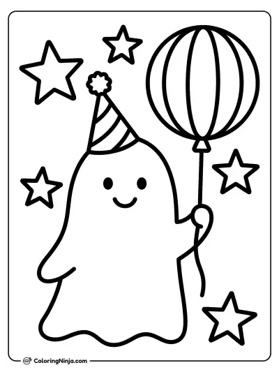 A Friendly Ghost Party Coloring Page