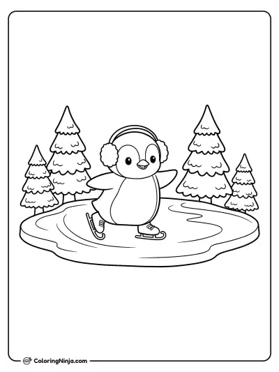 Pingüino patinando sobre hielo