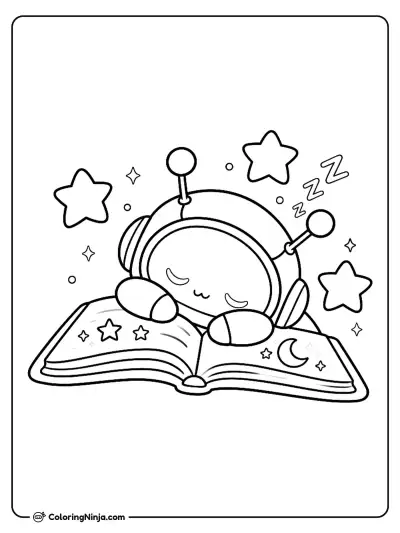 Tierno robot astronauta durmiendo