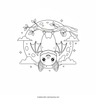 The Cozy Hanging Bat Coloring Page