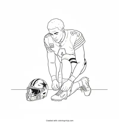 Dak Prescott Tying His Cleat Coloring Page