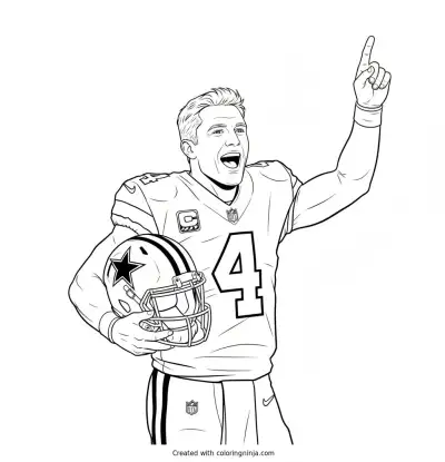 Dak Prescott Celebrating A Touchdown Coloring Page
