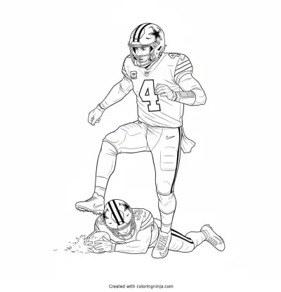 Dak Prescott Scrambling Past Defender Coloring Page