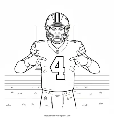 Dak Prescott Pointing To Nameplate Coloring Page