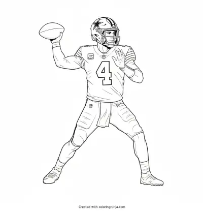 Dak Prescott Throwing Deep Pass Coloring Page
