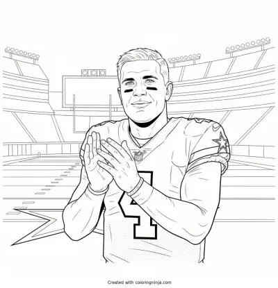 Dak Prescott Clapping On Field Coloring Page