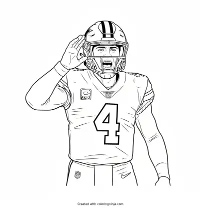 Dak Prescott Calling The Play Coloring Page