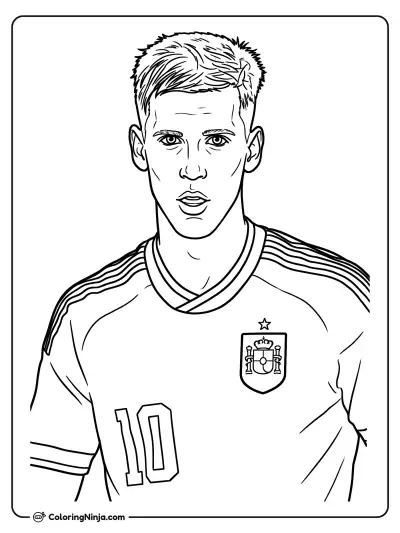 Dani Olmo Spain Portrait Coloring Page