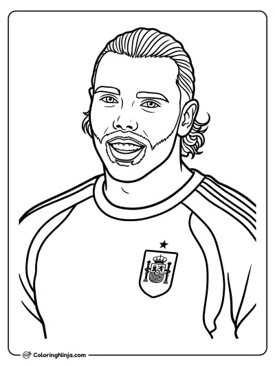 David Raya Spain Portrait Coloring Page