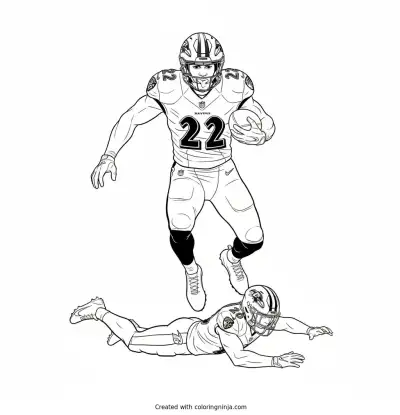 Derrick Henry Hurdles Defender Coloring Page