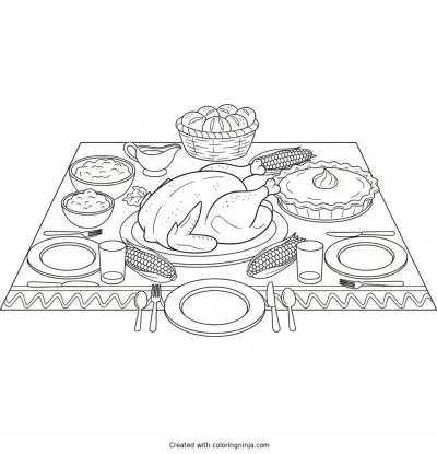 Feast on the Table Coloring Page